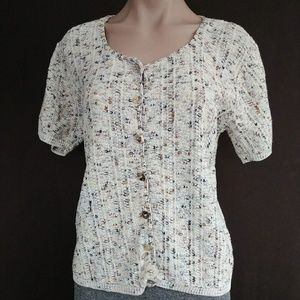 3/$50 sale SPECKLED REBA ROSE CARDIGAN SWEATER